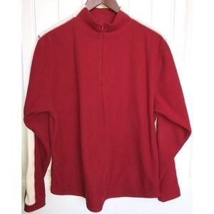 Galyan's Outdoors Mens Ribbed Fleece 1/4 Zip Pullover Red Vintage White Stripes